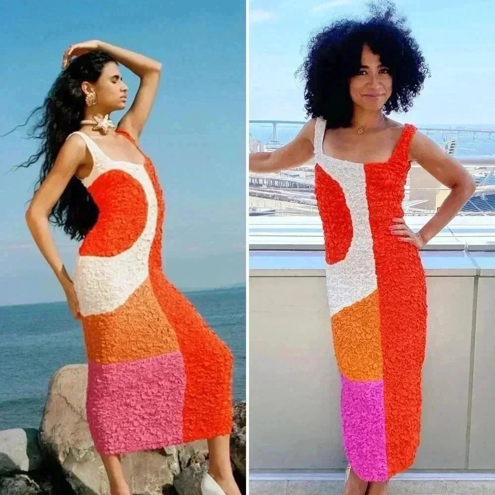 Nwot Mara Hoffman Pomelo Sloane Dress Red Multicolor Size Small — image 2 of 8